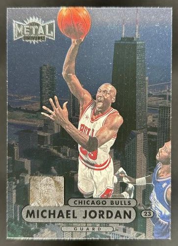 Michael Jordan 1997–98 Metal Universe Championship #23, standard skyline base, independent raw auction copy.