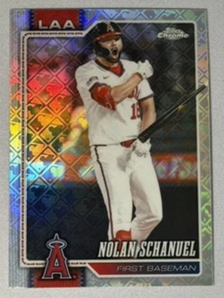 Nolan Schanuel 2026 Topps Chrome Logofractor #94 standard unnumbered reference card, different parallel from the reported 1/1.
