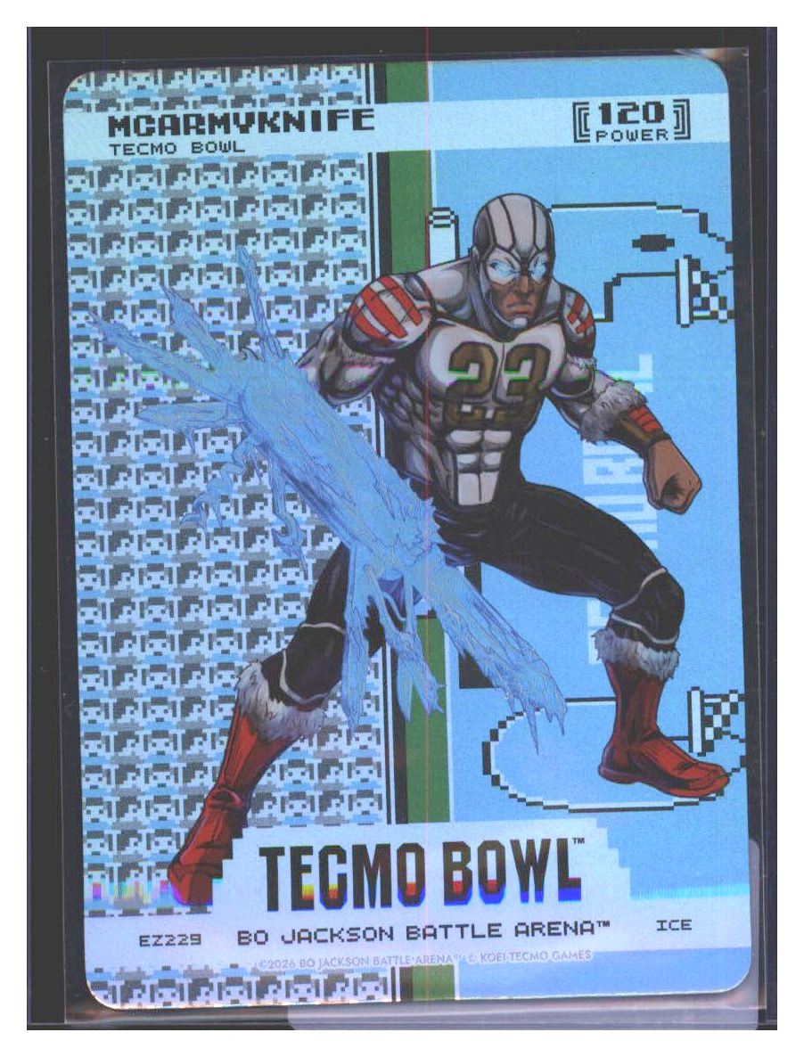 Photo 1 of 2026 Bo Jackson Battle Arena Tecmo Bowl Endzone Battlefoil McArmyKnife (Christian McCaffrey) #EZ229
