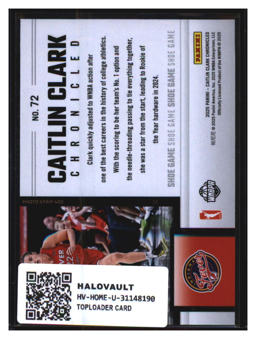 Photo 2 of 2025 Panini Shoe Game Chronicle Caitlin Clark #72