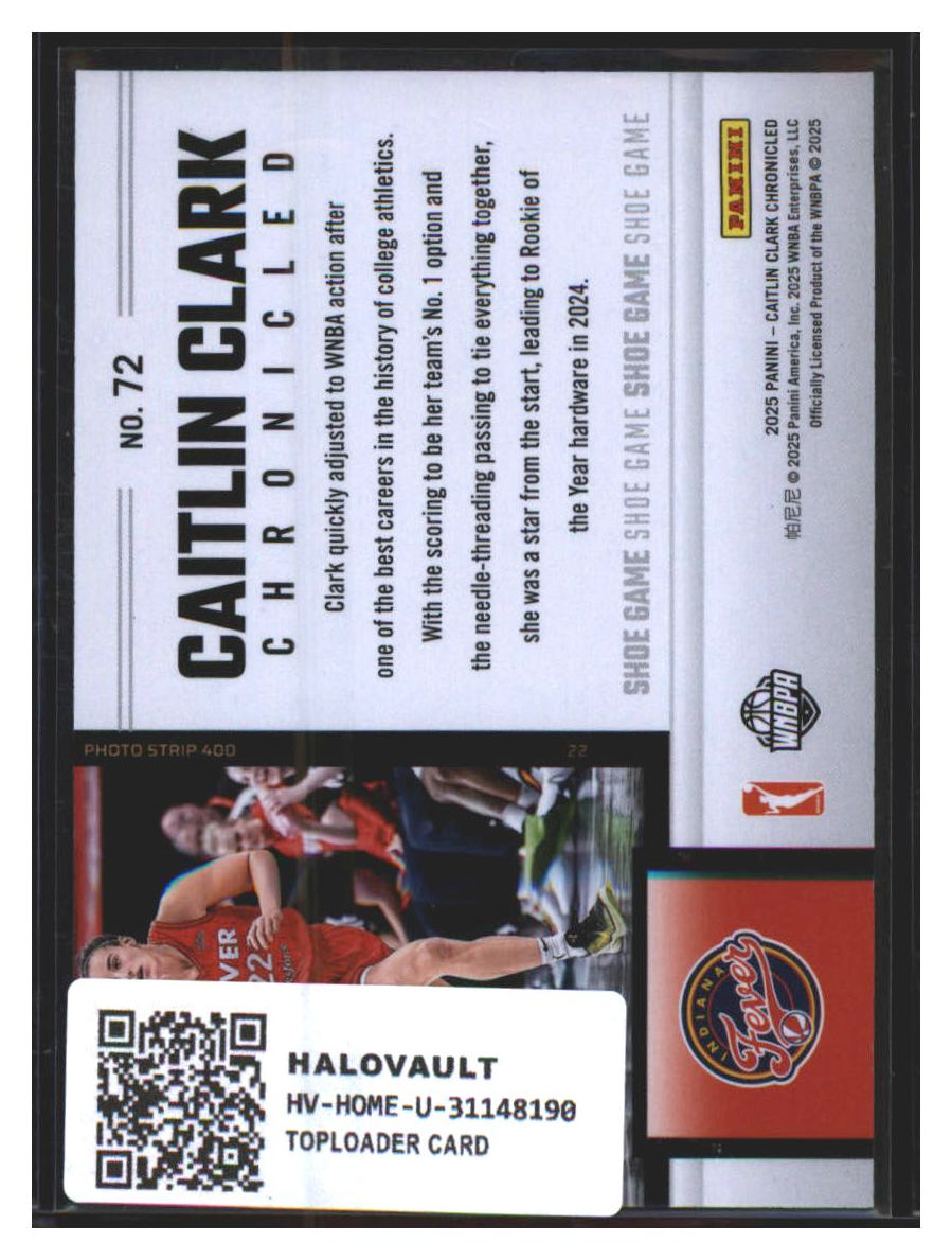 Photo 4 of 2025 Panini Panini Caitlin Clark Chronicles 2025 Panini Caitlin Clark Chronicles Shoe Game Silver Prizm #72
