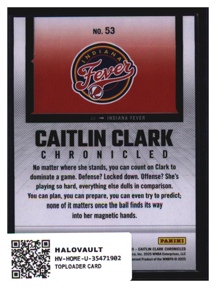 Photo 4 of 2025 Panini Caitlin Clark Chronicled Panini Caitlin Clark Chronicled #53