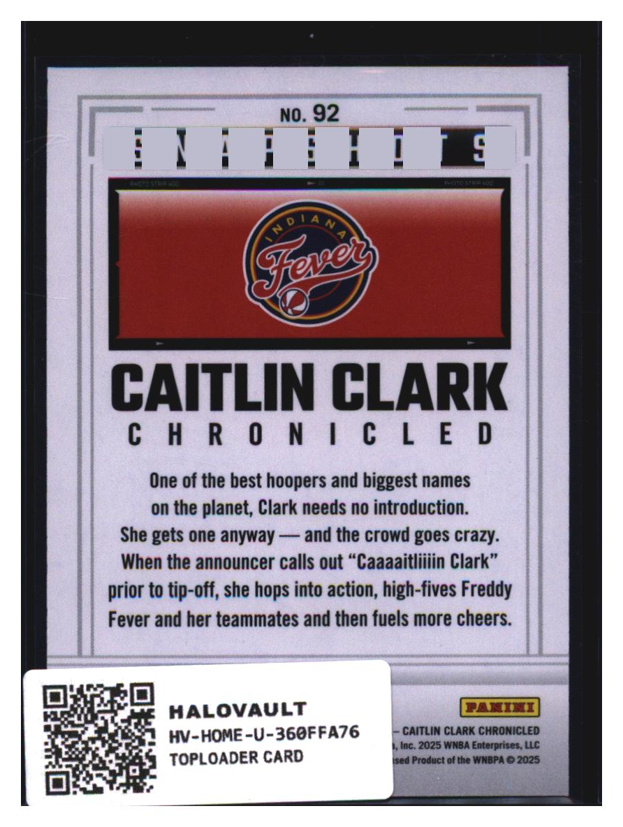 Photo 4 of 2025 Panini Chronicled Panini Chronicled WNBA Snapshots Caitlin Clark #92