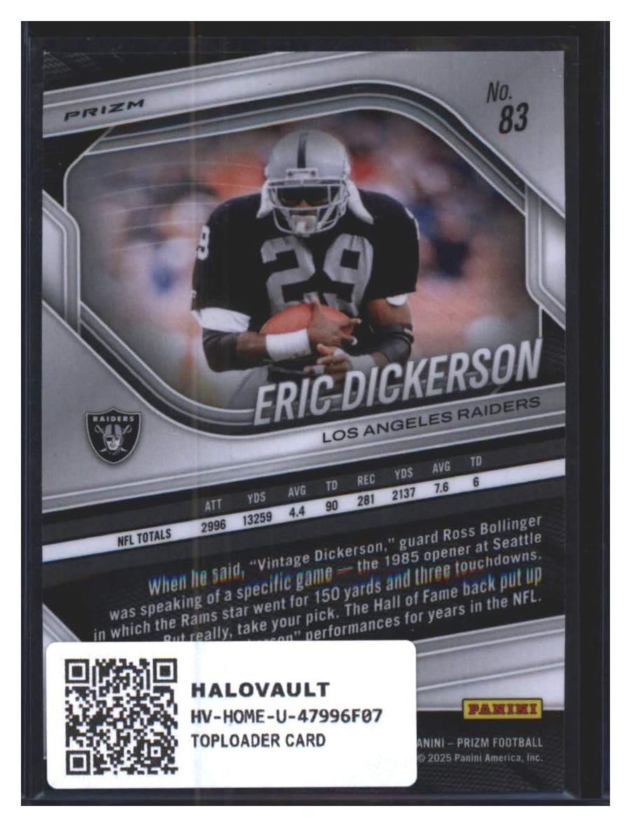 Photo 4 of 2023 Panini Prizm Panini Prizm Football Pink Pulsar Prizm Eric Dickerson #83