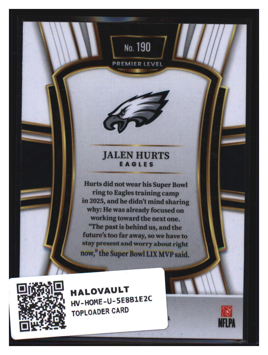 Photo 2 of 2025 Panini Select 2025 Panini Select Premier Level Jalen Hurts #190