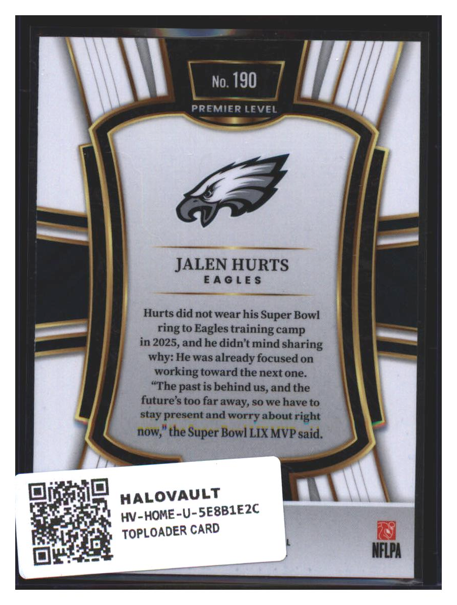 Photo 4 of 2025 Panini Select 2025 Panini Select Premier Level Jalen Hurts #190