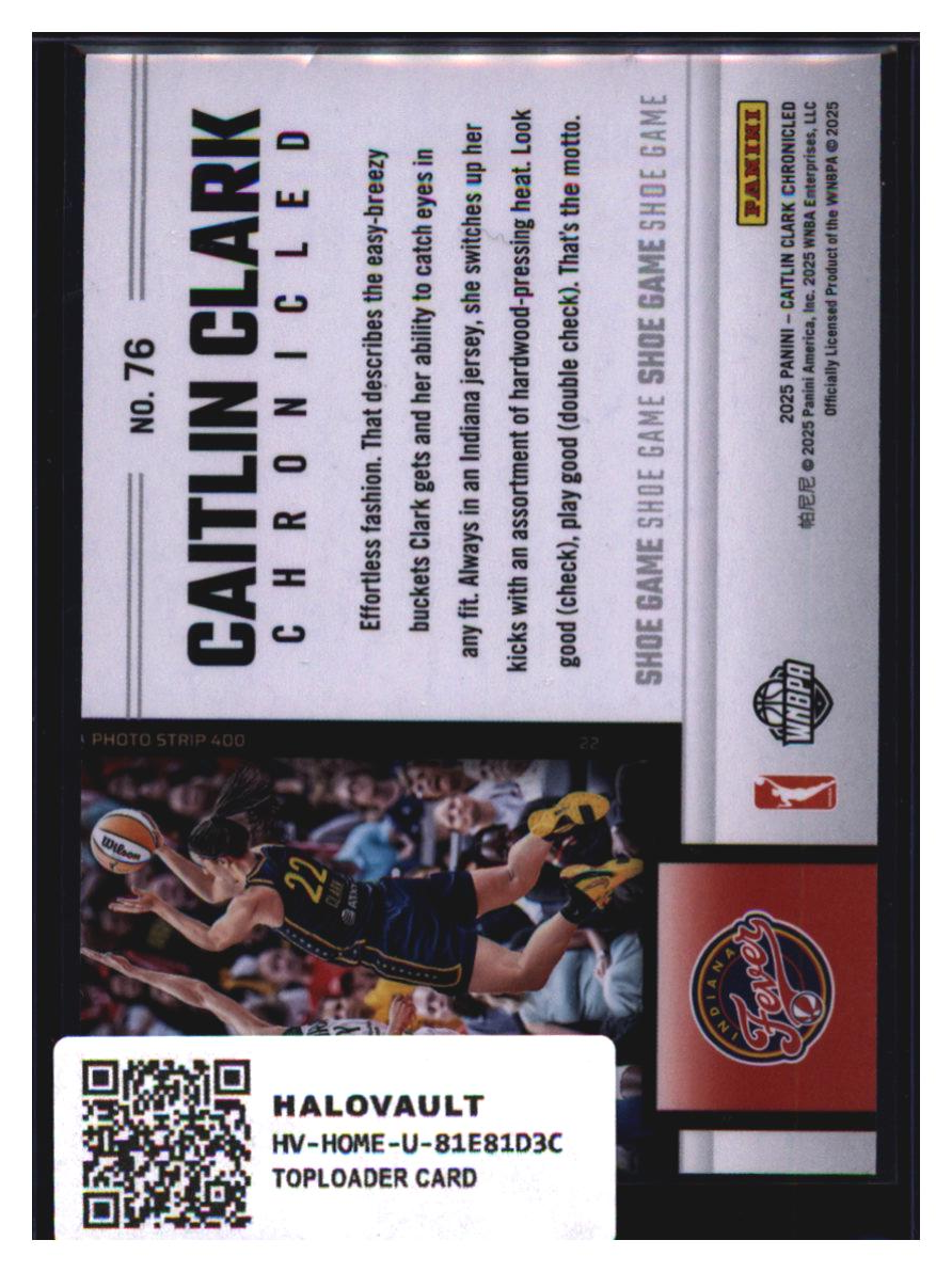 Photo 3 of 2025 Panini Panini Caitlin Clark Chronicled Shoe Game #76