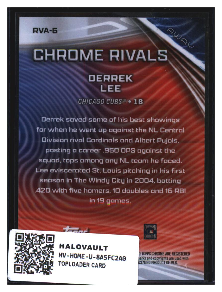 Photo 2 of 2006 Topps Topps Chrome Chrome Rivals Derrek Lee #RVA-6