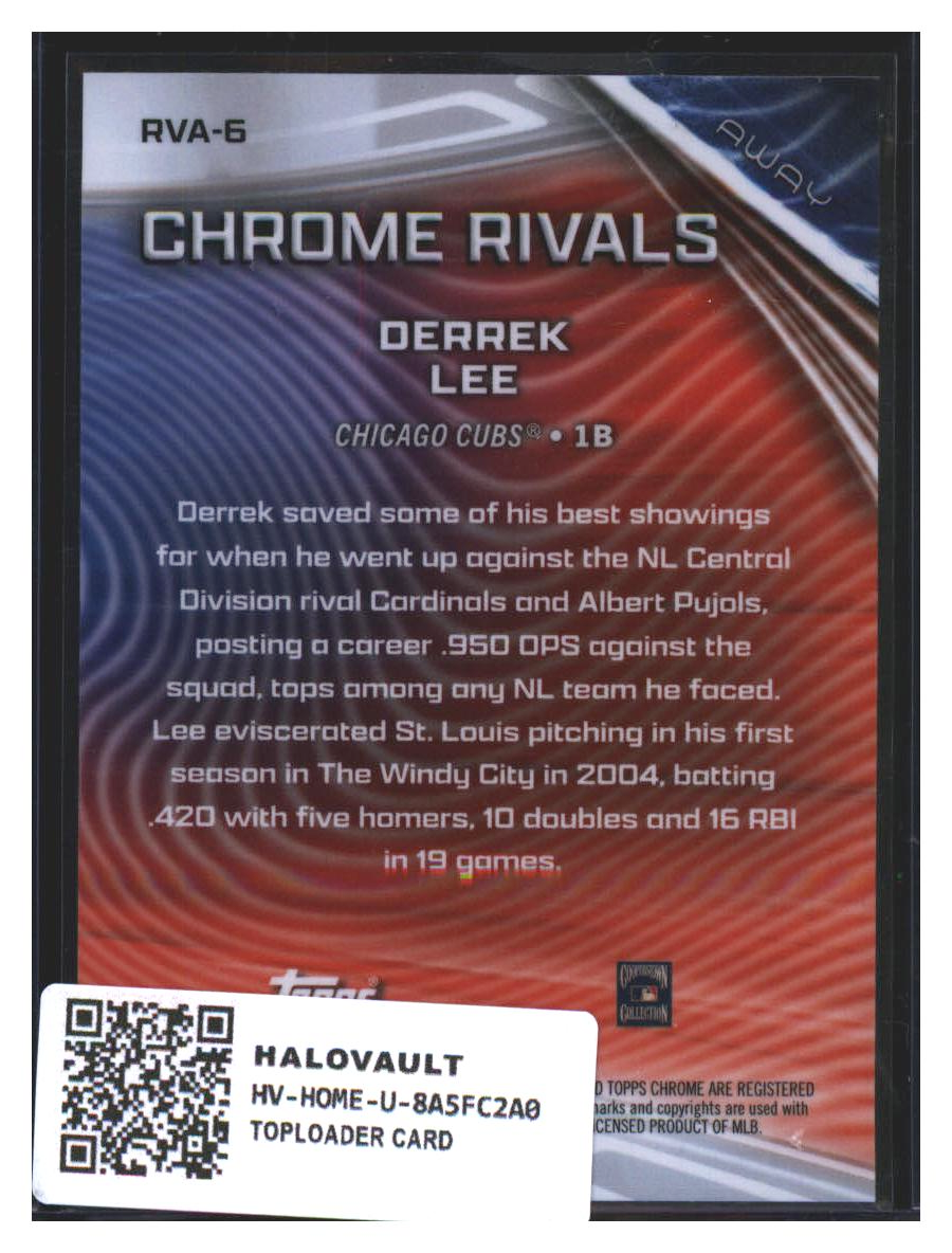 Photo 4 of 2006 Topps Topps Chrome Chrome Rivals Derrek Lee #RVA-6