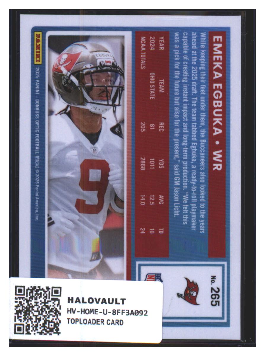 Photo 4 of 2025 Panini Donruss Optic Football Holo Emeka Egbuka #265