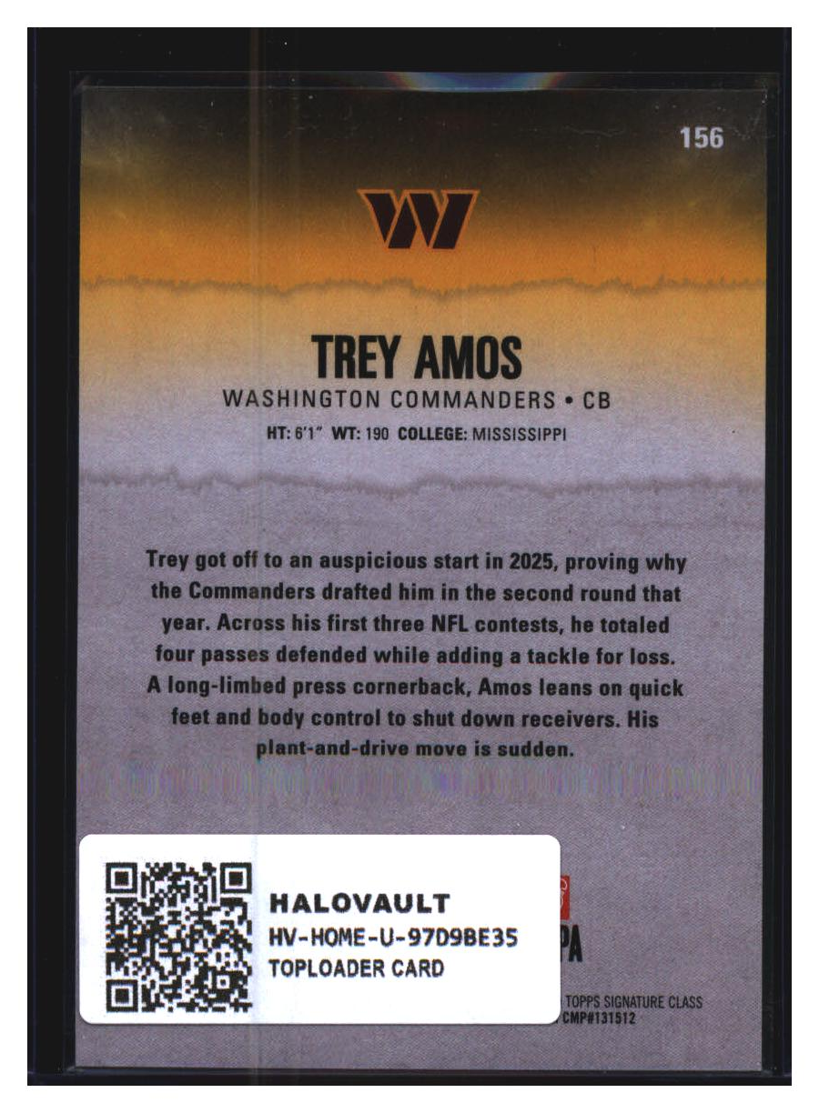Photo 2 of 2025 Topps Signature Class Trey Amos #156