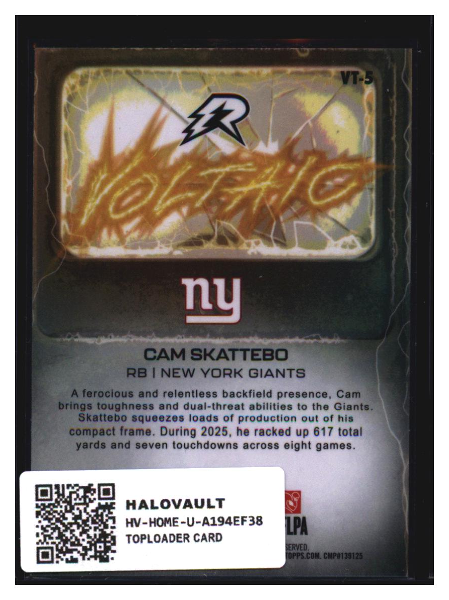 Photo 4 of 2025 Topps Topps Football Voltaic Cam Skattebo #VT-5
