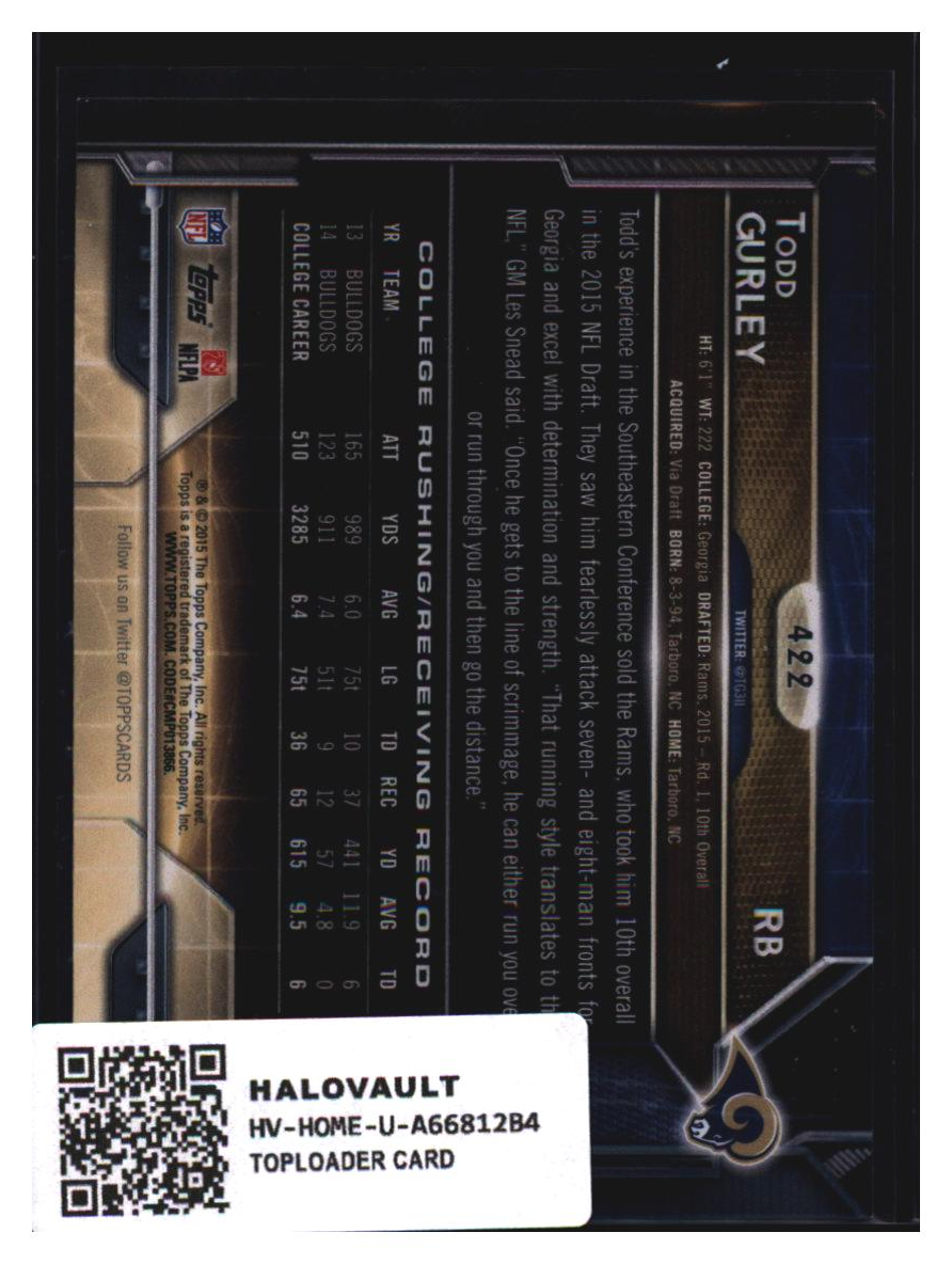 Photo 3 of 2015 Topps Halovault Todd Gurley #422