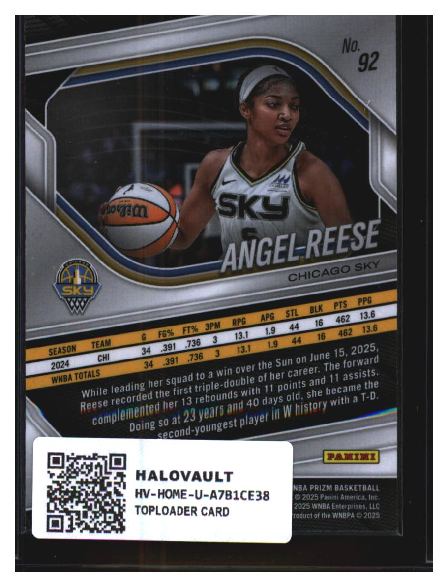 Photo 2 of 2024 Panini Prizm Silver Prizm Angel Reese #92