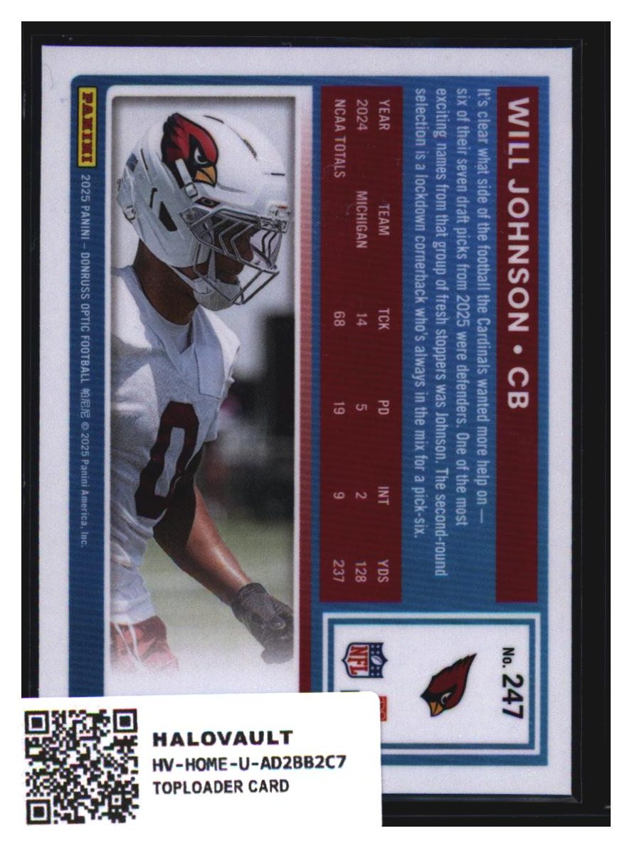 Photo 4 of 2025 Panini Donruss Optic Football Will Johnson #247