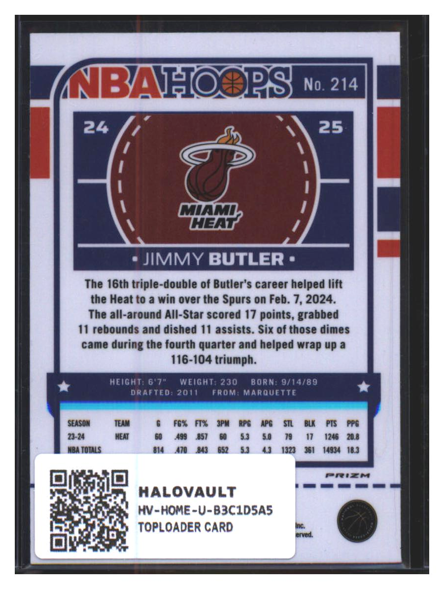 Photo 4 of 2024 Panini NBA Hoops 2024-25 Panini NBA Hoops Silver Jimmy Butler #214