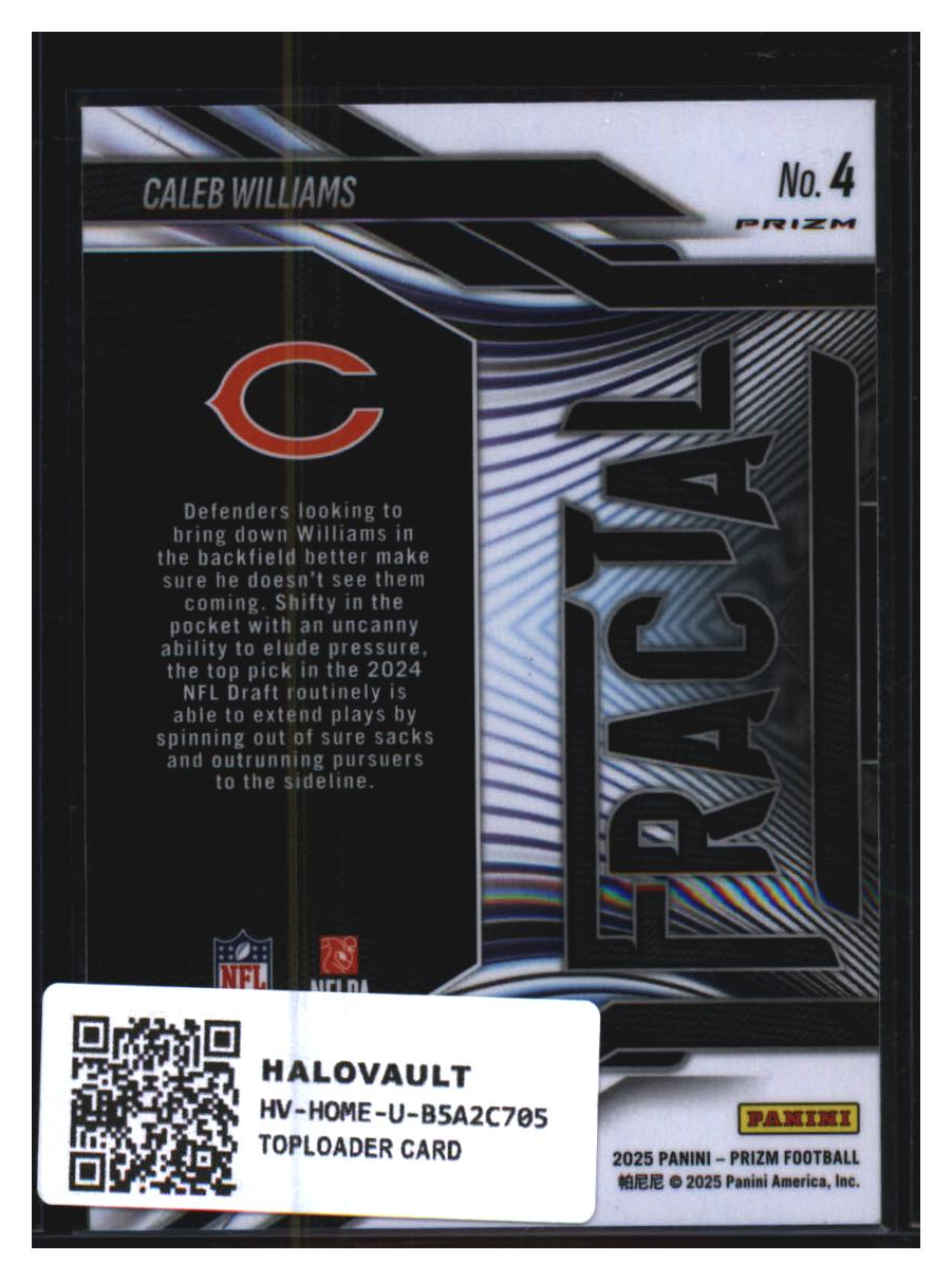 Photo 2 of 2025 Panini Prizm Football Fractal Caleb Williams #4