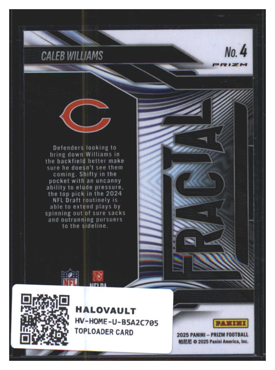 Photo 4 of 2024 Panini Prizm Football Panini Prizm Football Fractal Green Prizm Caleb Williams #4