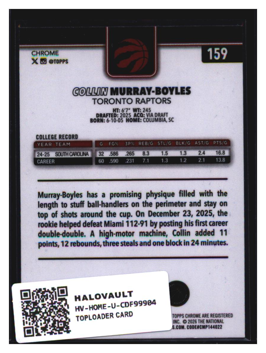 Photo 4 of 2025 Topps Chrome Collin Murray-Boyles #159