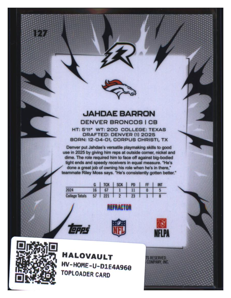 Photo 2 of 2025 Topps Refractor Jahdae Barron #127
