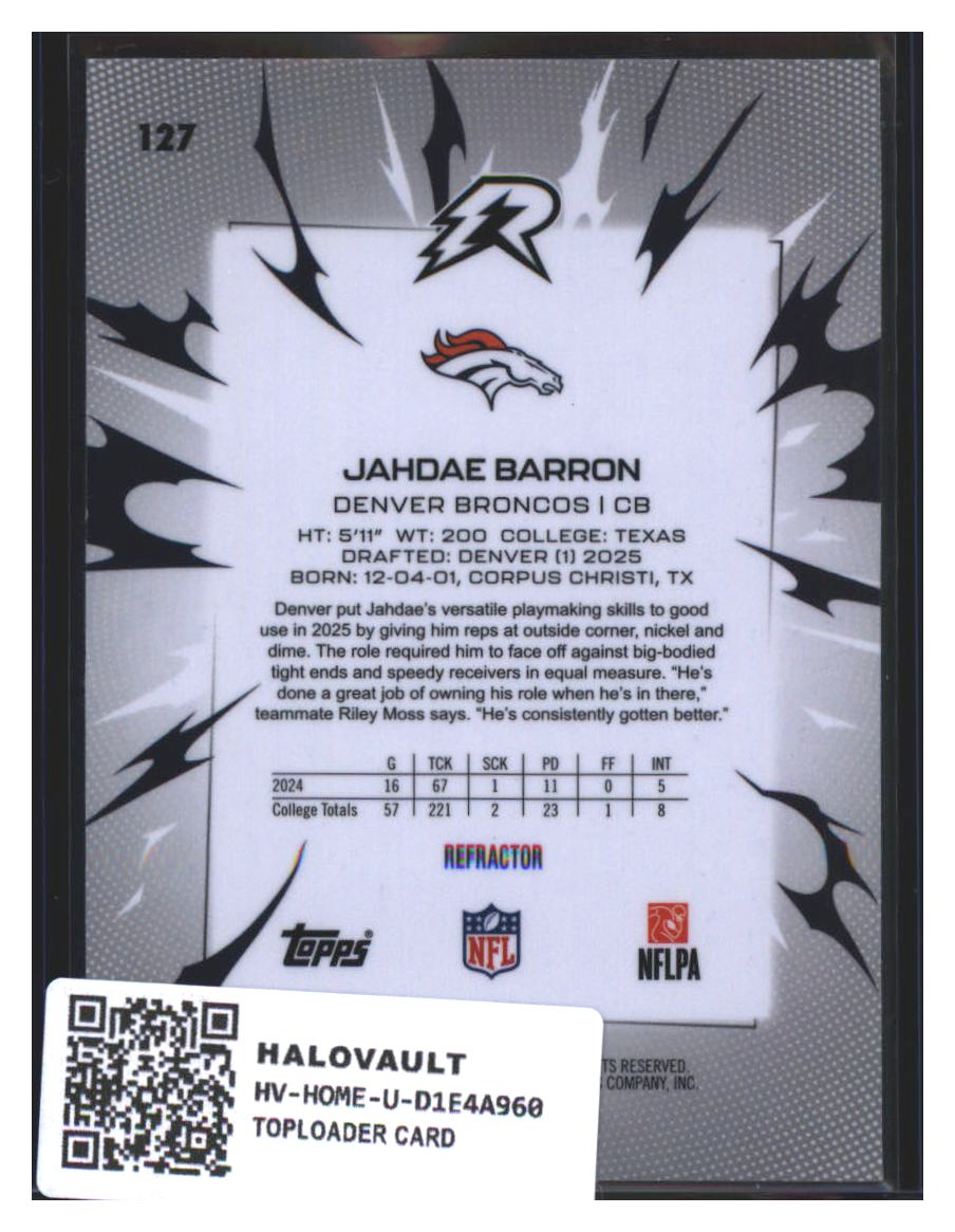 Photo 4 of 2025 Topps Refractor Jahdae Barron #127