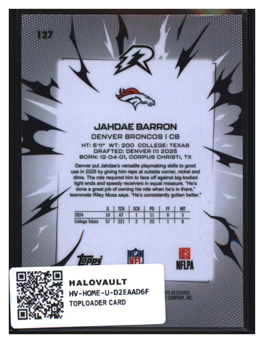 Photo 2 of 2024 Topps Resurgence 2024 Topps Resurgence Football Jahdae Barron #127