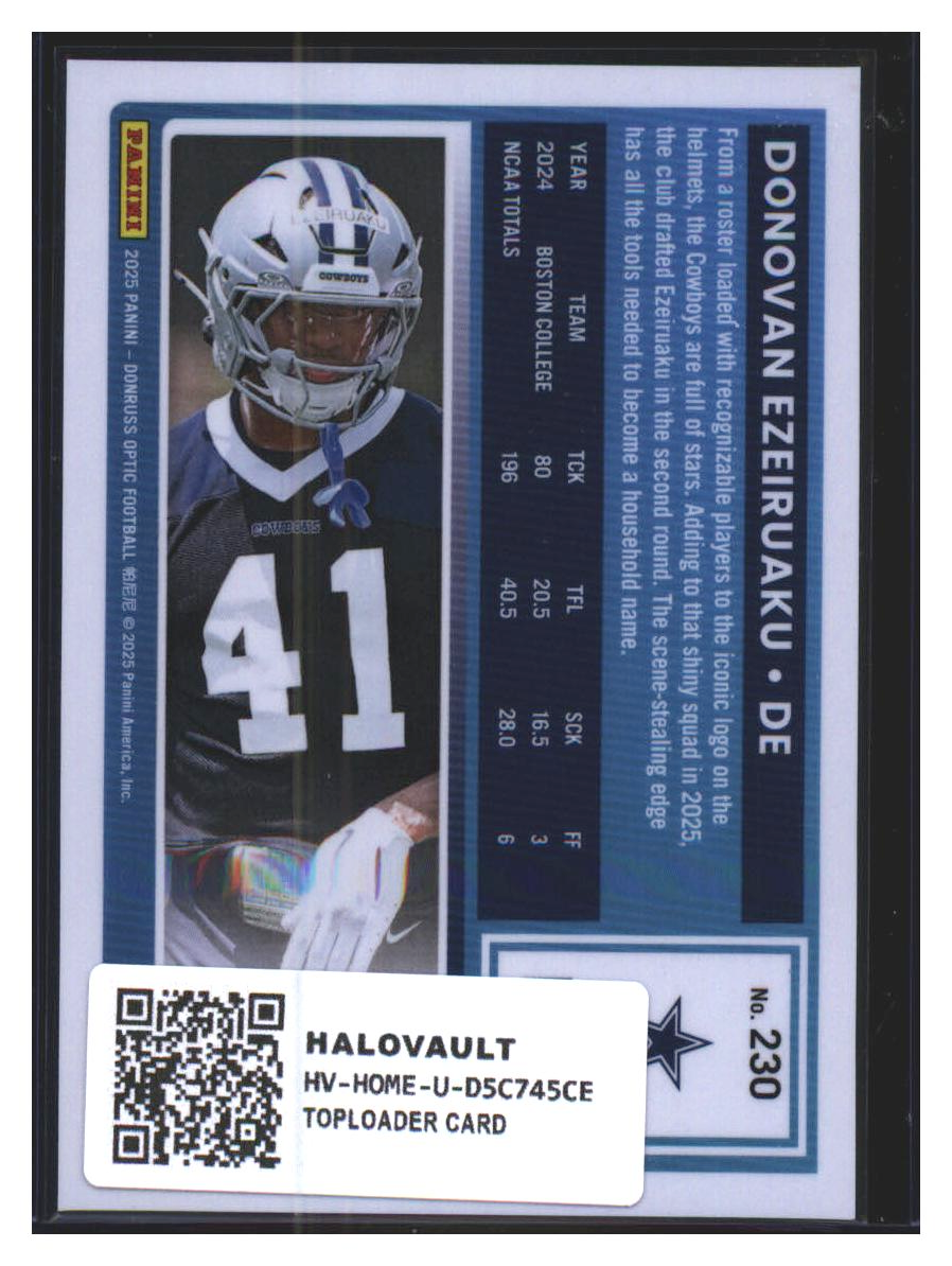 Photo 4 of 2025 Panini Donruss Optic Football Donovan Ezeiruaku #230