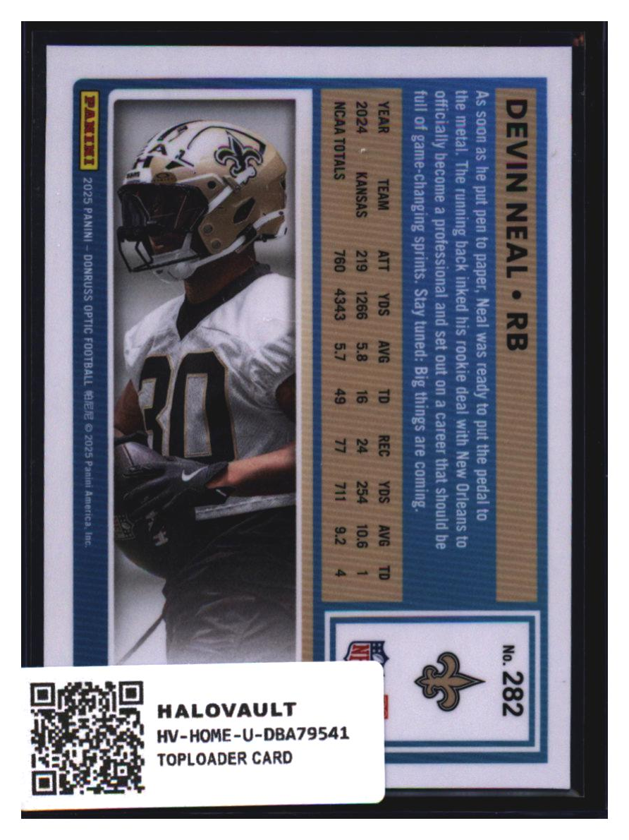 Photo 4 of 2024 Panini Donruss Optic Football Devin Neal #282