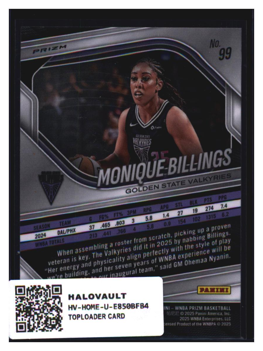 Photo 3 of 2024 Panini Prizm Silver Prizm Monique Billings #99