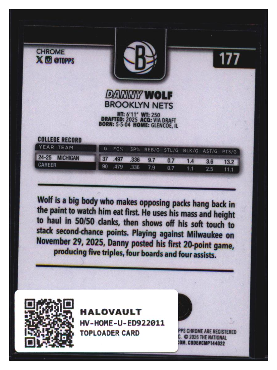 Photo 3 of 2025-26 Topps Topps Chrome Danny Wolf #177
