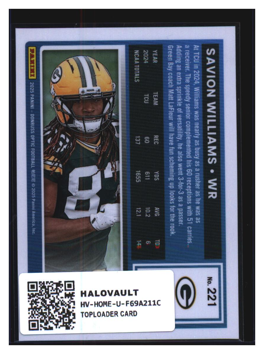 Photo 2 of 2024 Panini Donruss Optic Football Savion Williams #221